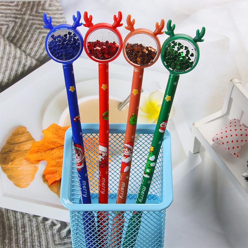 

Креативная рождественская ручка в виде оленя с пайетками - Милая нейтральная гелевая ручка, подарок для студентов 0.5mm красный