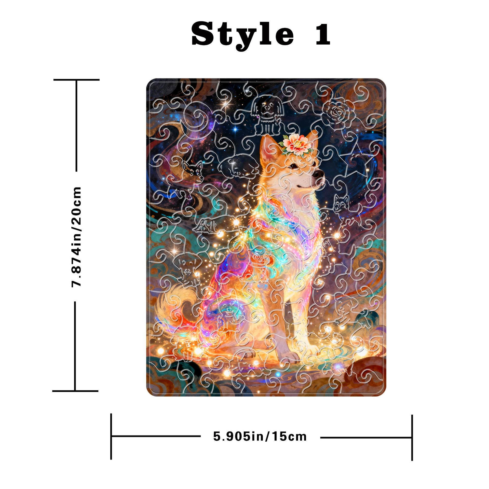 Звездное небо Разноцветный Шиба-ину Пазл Декоративная картина Настольное украшение Полупрозрачный акриловый пазл