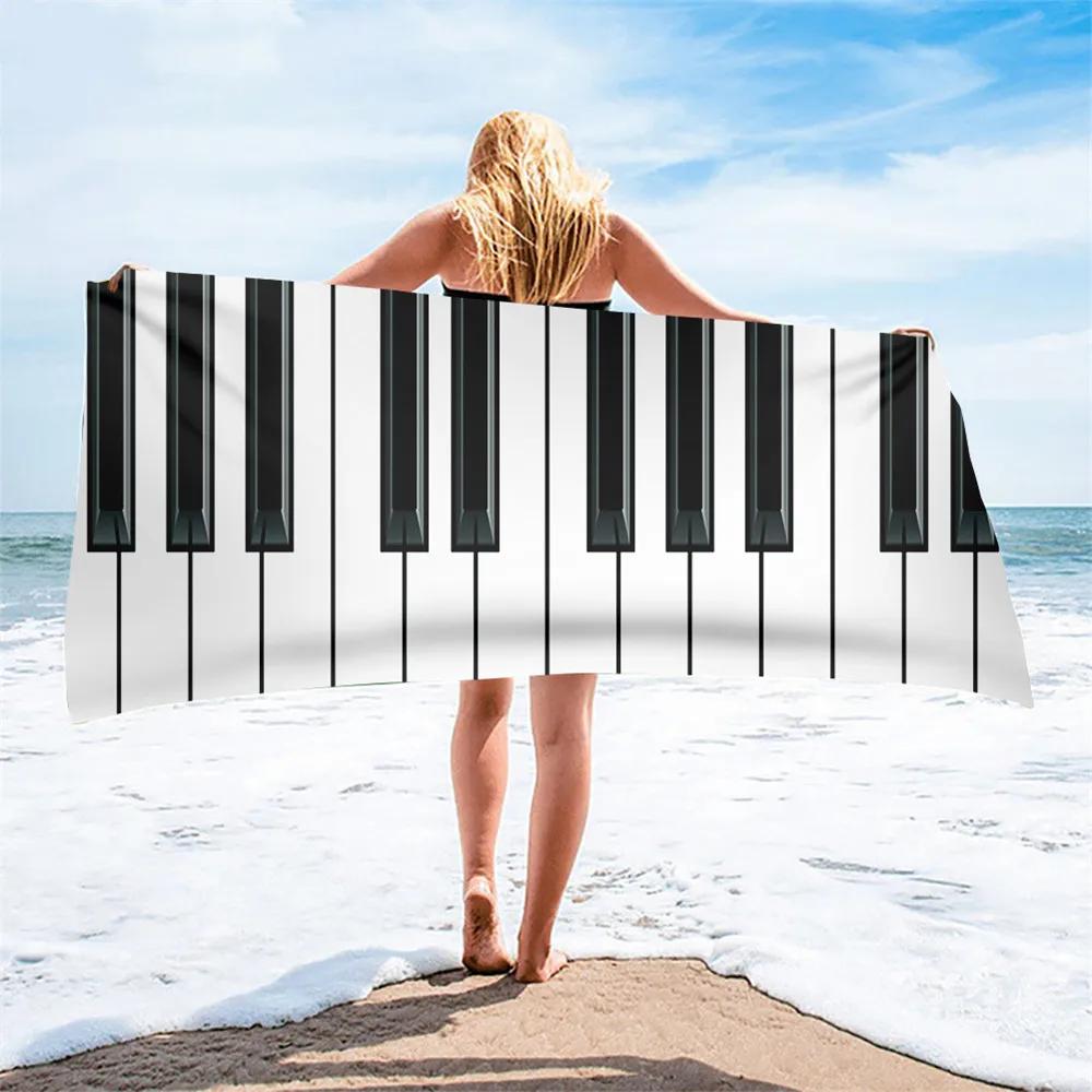 Melodic Piano Bath Towel - Musical Notes Design, Soft Absorbent, Perfect for Music Lovers, Adds Harmony To Your Beach Days