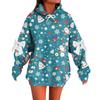 Ladies' Christmas Printed Bow Long Sleeved Loose Fitting Headband With Rope Hooded Sweatshirt Top