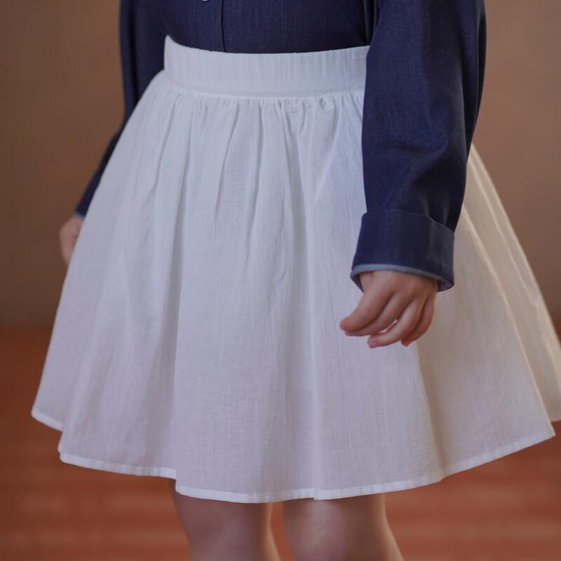 Hacikis Girls  White Cotton A-Line Skirt 110