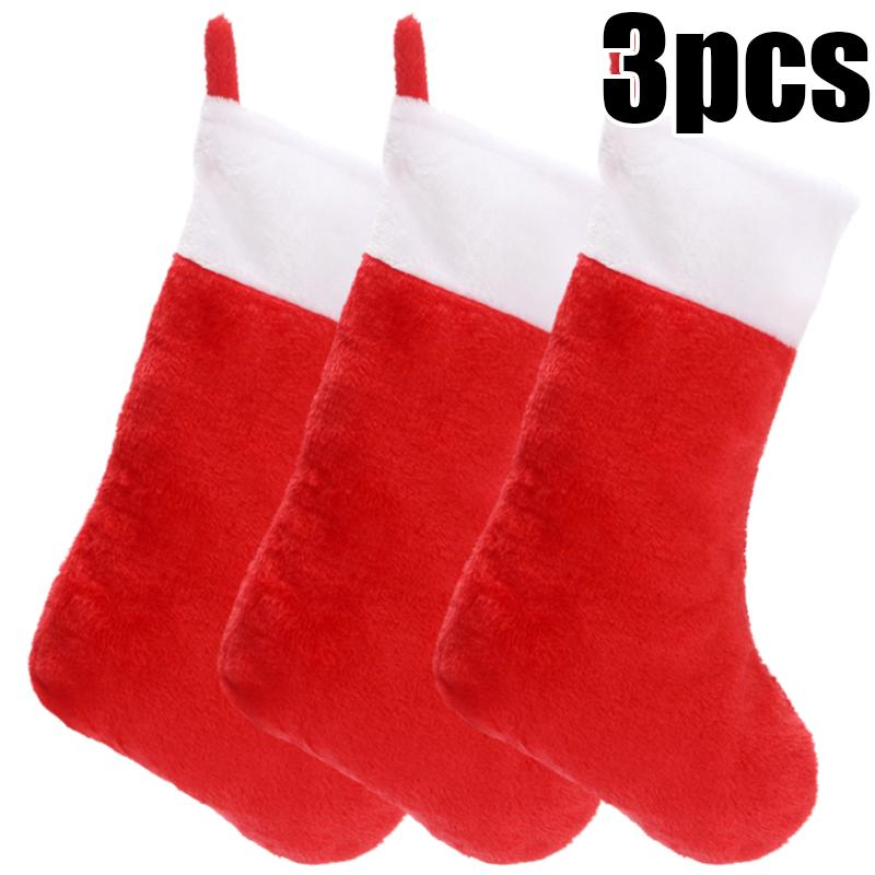 42Cm Christmas Stockings White Plush Cuff Hanging Socks Personalized Gift Bag Stocking Decorations Season Fireplace Decor