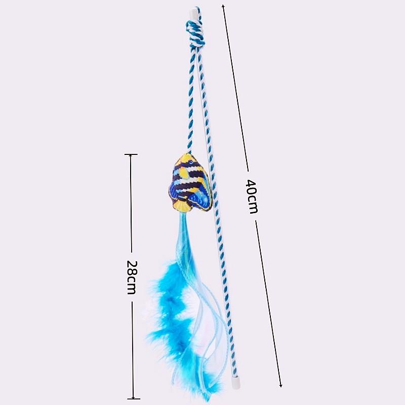 Cat Toy Feather Cats Stick Fish Tassel Cat Toys Interactive Cotton Rope Toy Feather Sticks Toys for Cats Scratching Pet Supplies