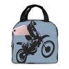 Moto X Dirt Bike Monochrom Vektorgrafik Isolierte Lunchtasche für Damen Büro Kühltasche Thermische Lebensmittelbox Tragetasche Lunchboxen Behälter