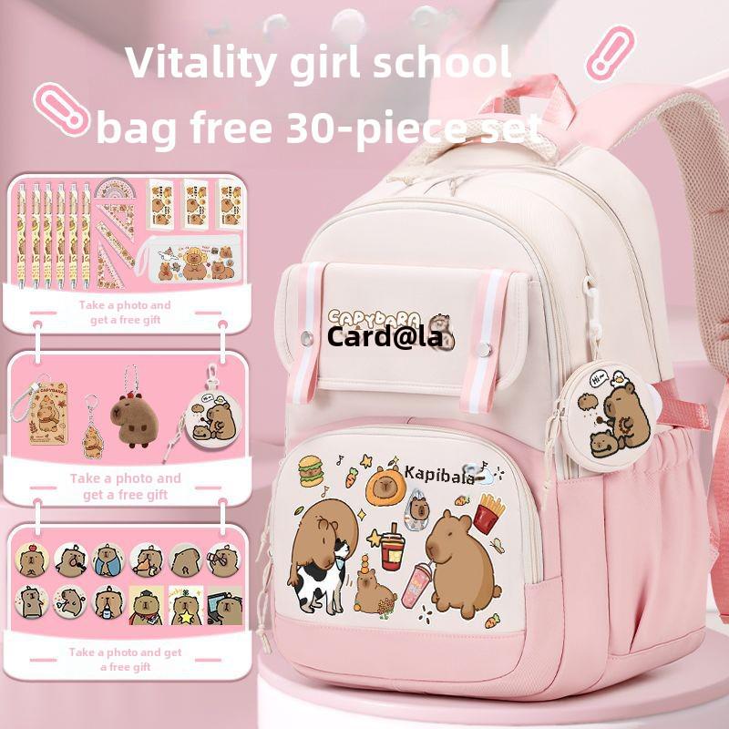 2024 Capybara Girls' Backpack: Stylish, Spacious & Perfect for Grades 1-6