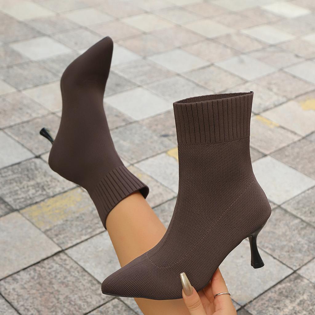 Large Size Spring And Summer Thin Boots Women'S High-Heeled Knitted Socks Boots Thin Pointed Stilettos Women'S Single Boots