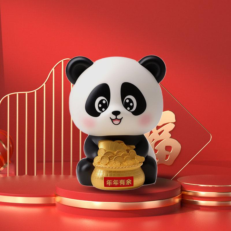 Solar Powered Panda Ornament Auto Nodding Creative Car Dashboard Ornament Home Decor