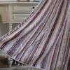 Curtain Finished Striped Printing Fringed Small Window Kitchen Curtain Cotton and Linen Semi-blackout Bay Window