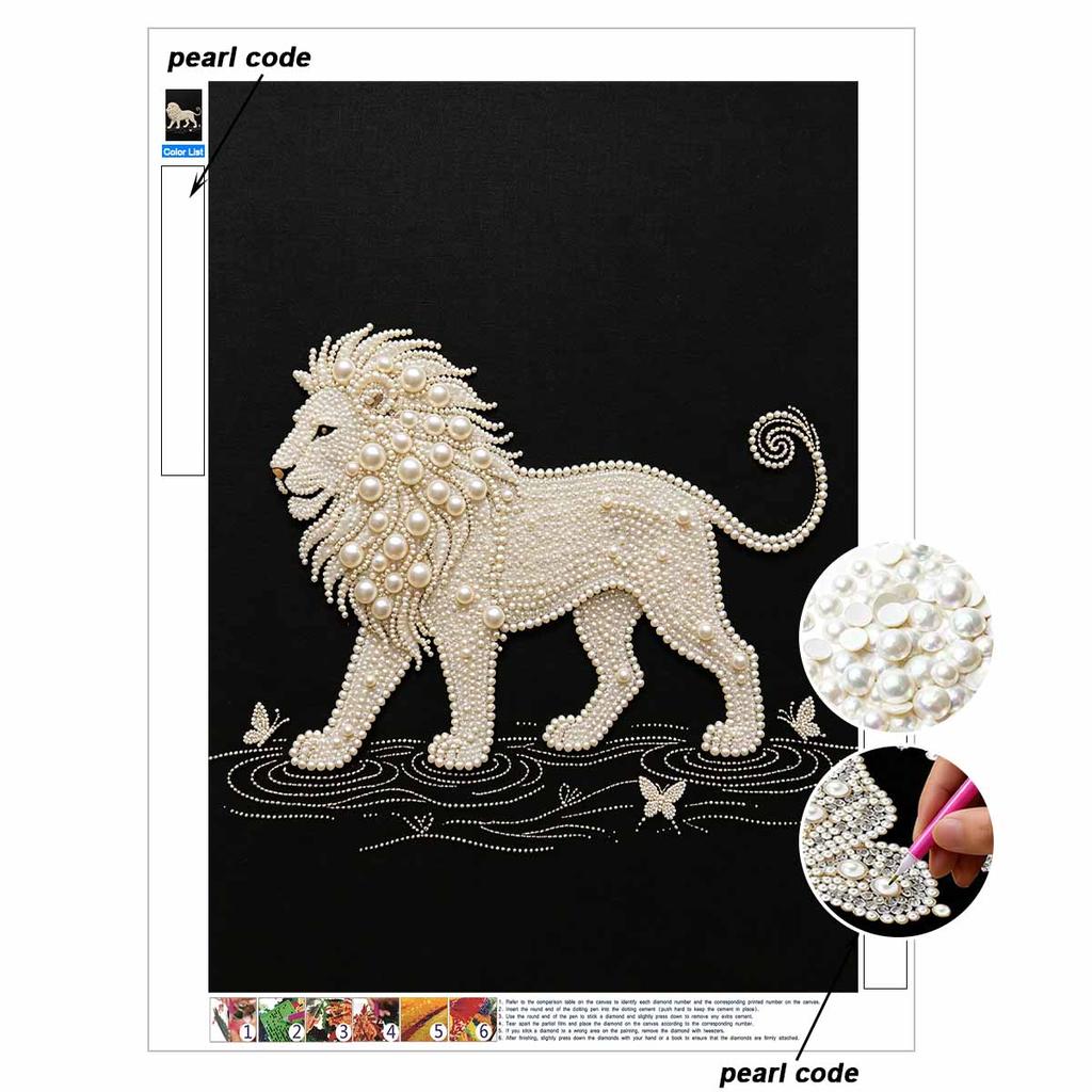 DIY Pearl Embroidery Diamond Painting Kit Majestic Lion Sparkling Beads Art Craft Handmade Decoration Gift for Home