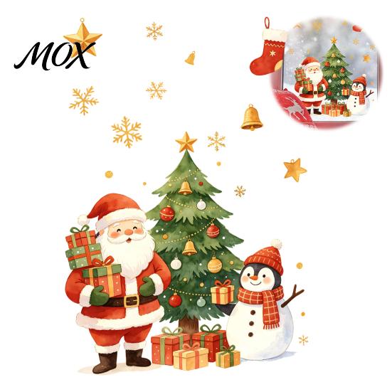 Indoor Outdoor Holiday Accents Cartoon Christmas Window Sticker, Removable Santa Snowman Tree Decal, Waterproof Festival Atmosphere Decor Static Cling