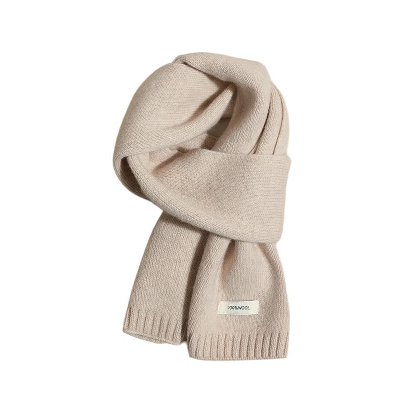 HAOGUAN Women's 100% Wool Knitted Scarf - 2025 A/W