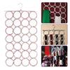 28 Holes Scarf Holder Foldable Tie Belt Hook Shawl Scarves Organizer Rattan Weave Hanger Wardrobe Storage Holder Display Rack
