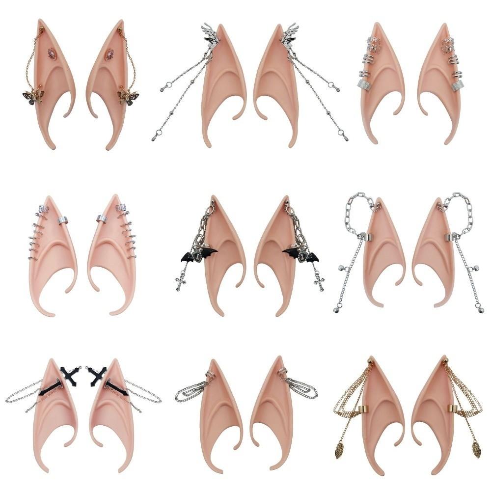 1pair Cross False Ears with Earring Ear Cuff Jewelry Cute Elf Ears  Role Play