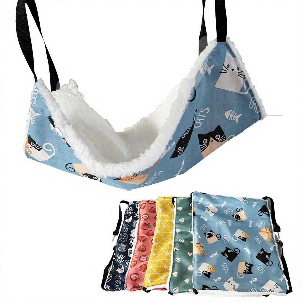 For Pet Breathable Cat Swing Bed Fleece-Lined Hook Cat Hammock Swing Hanging Nest Autumn Fabric