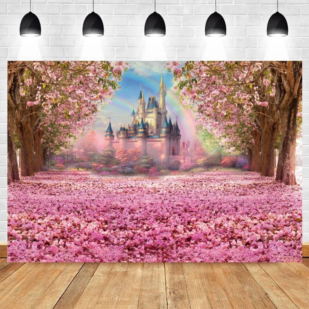 Spring Castle Floral Backdrop Wonderland Forest Flower Baby Kids Birthday Party Wedding Photography Background Decor Studio Prop5