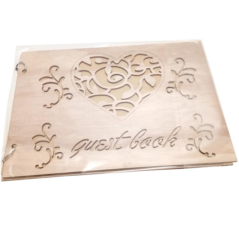 Boxwood Wedding Guestbook Notepad Hollow Design Rustic Style Memorial Sign-in Book 20 Inner Pages