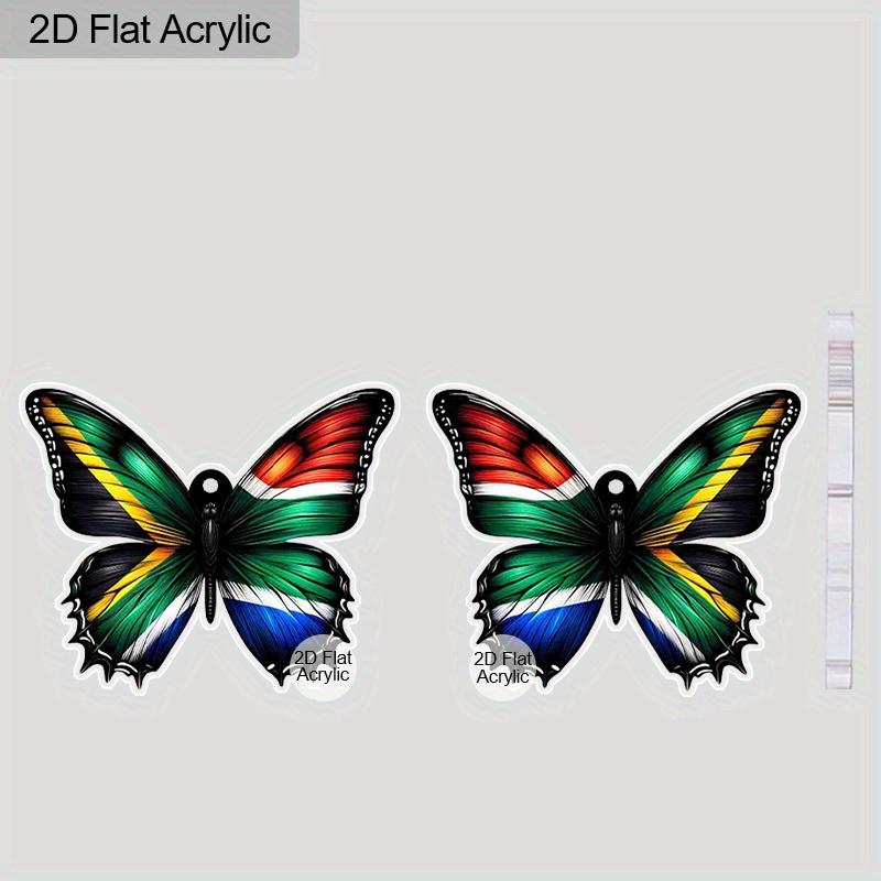 2D Flat Colorful Butterfly South Africa Flag Acrylic Material Dangle Earrings Lightweight Colorful Earrings for Women Jewelry Gifts