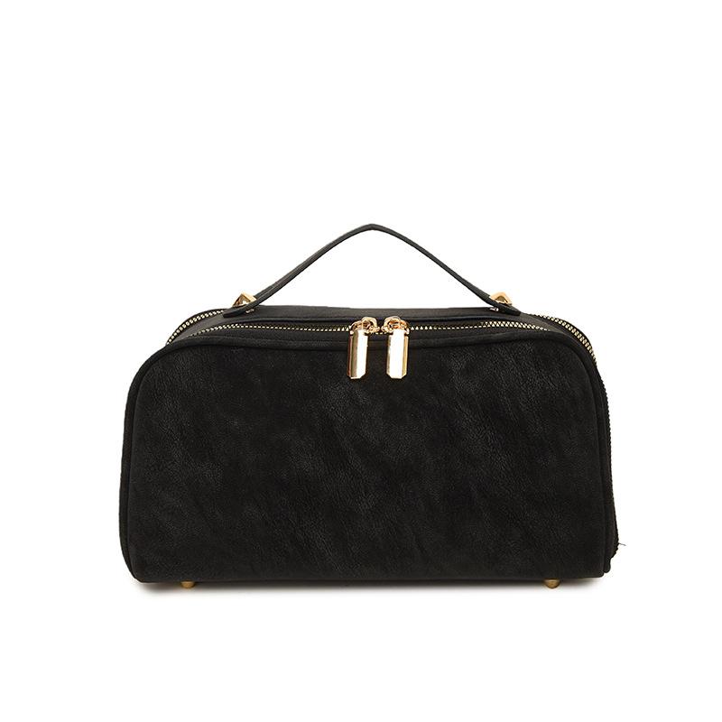 Simple Solid Color PU Leather Women Makeup Bags Fashi Portable Large Capacity Travel Storage Bag New Waterproof Toiletry Bags