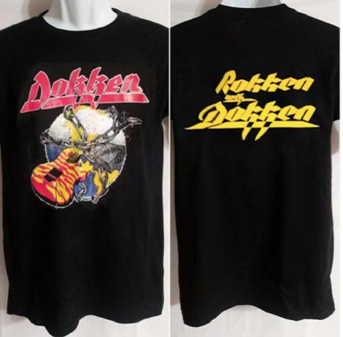 Vintage Dokken Glam Metal Band Logo Double Sided T-Shirt