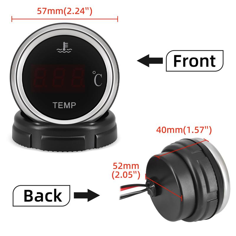2'' 52mm Digital Led Water temperature Gauge meter +10mm 1/8NPT Temp Sensor coolant temperature Meter With Alarm Function