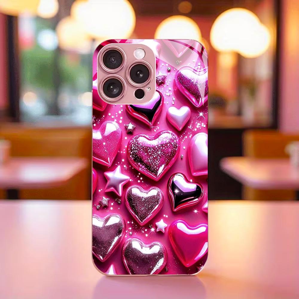 New Lovely Female Exquisite Protective Case Phone Case Metallic Paint Glass PhoneCase for iPhone 17 16 15 14 13pm Pro Plus Madam
