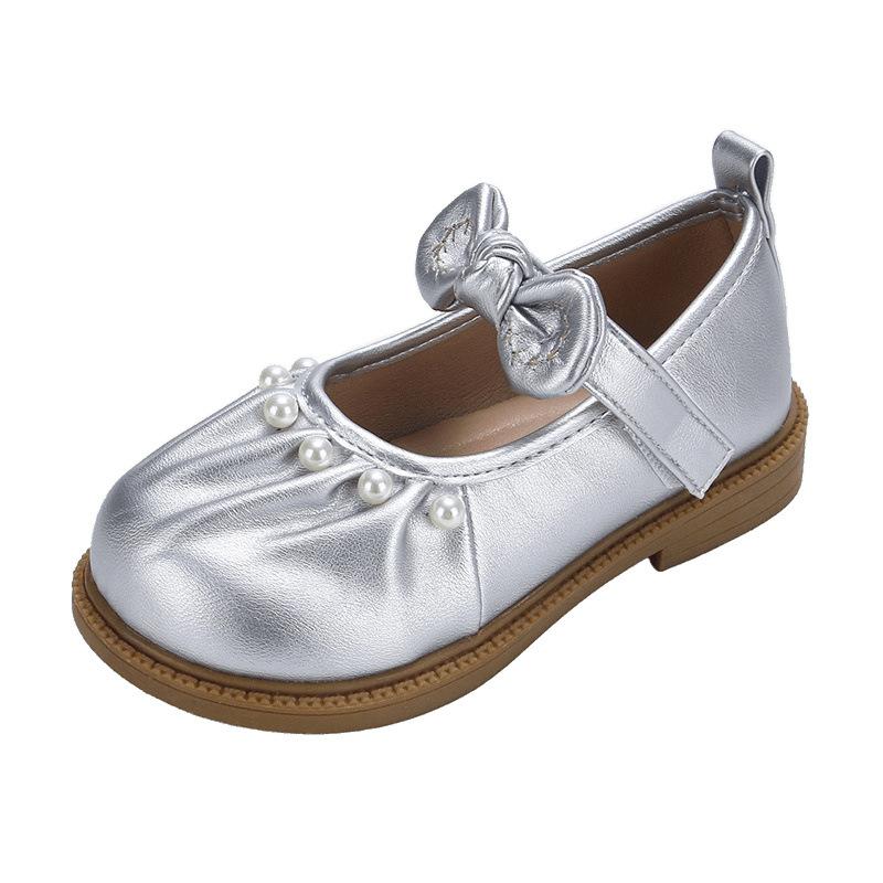 Girls' Small Leather Shoes Spring and Autumn 2025 New Children's Shallow-mouth Pleated Foreign-style Princess Shoes Korean Version of Soft-soled Girl