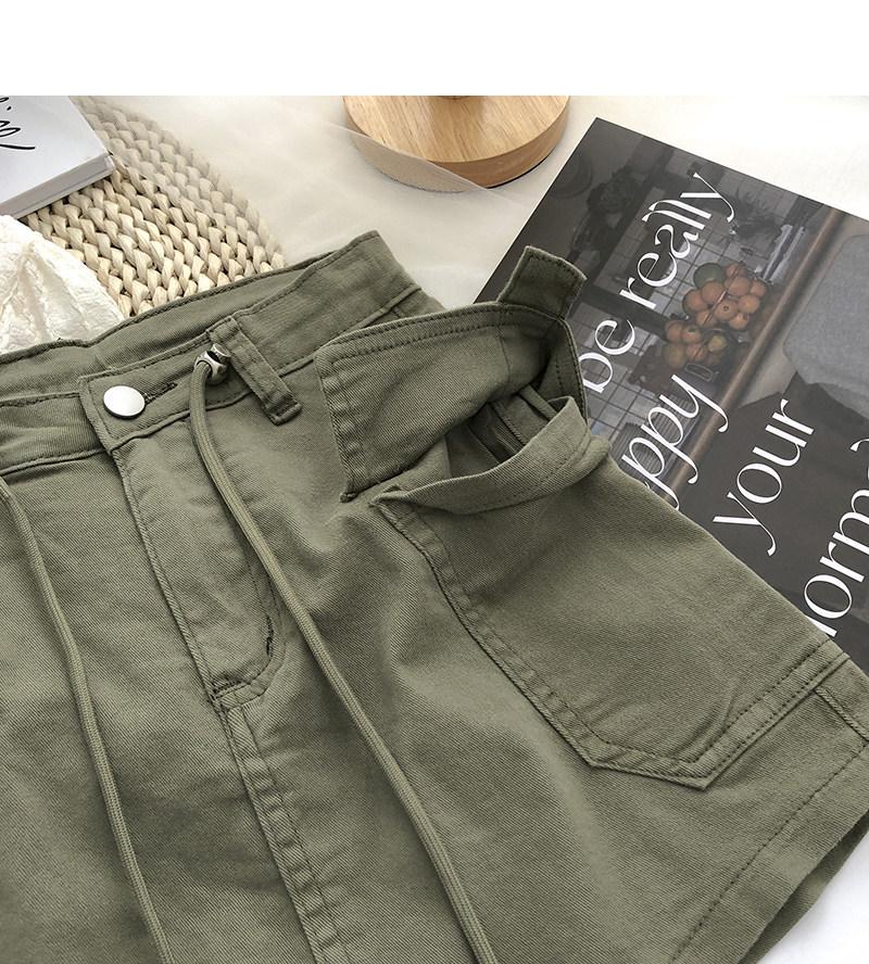 2024 Summer Korean Style Women's Retro High-Waisted Denim Mini Skirt with Side Drawstring Ties