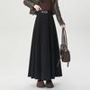 Women's High-Waist Wool Pleated A-Line Skirt - Autumn/Winter Mid-Length Swing Skirt