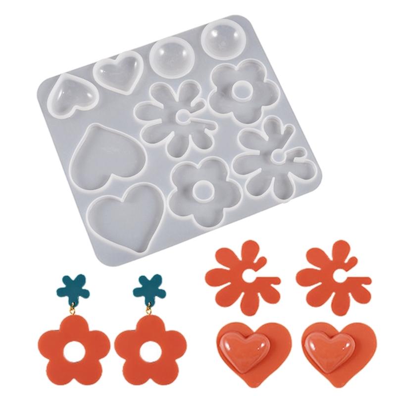 

Diy Crystal Epoxy Earrings Jewelry Molds Hanging Pendant Decoration Multiple Styles Irregular Mirror Silicone Mold