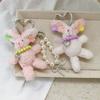Playful Rabbit Bag Charm Double Use Phone Lanyard Soft Plush Pearls Clip Accessory Adorable Rabbit Keyring Decors