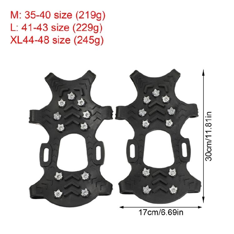 2lots Secure Foot Tractions Crampons Ice Grippers Shoe Spikes Winter Ice Claws for Hiking Walking Climbing Fishing