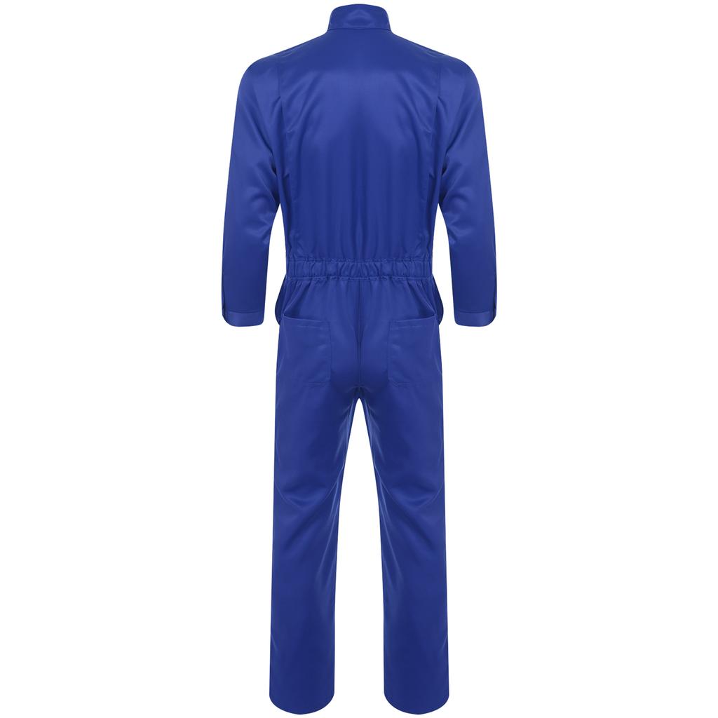 Mens Long Sleeve Work Jumpsuit Stand Collar Front Zip Multiple Pockets Coveralls Overalls Bodysuit Uniform for Daily Work