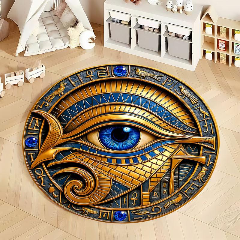 Free shipping! Ancient Egyptian Eye Design Rug for Mysterious Spaces round carpet for home sofa bedroom, gift