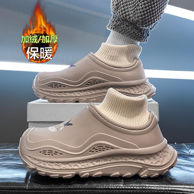 Baotou cotton slippers winter velvet warm bag and cotton shoes fur integrated waterproof and non-slip thick-soled slippers