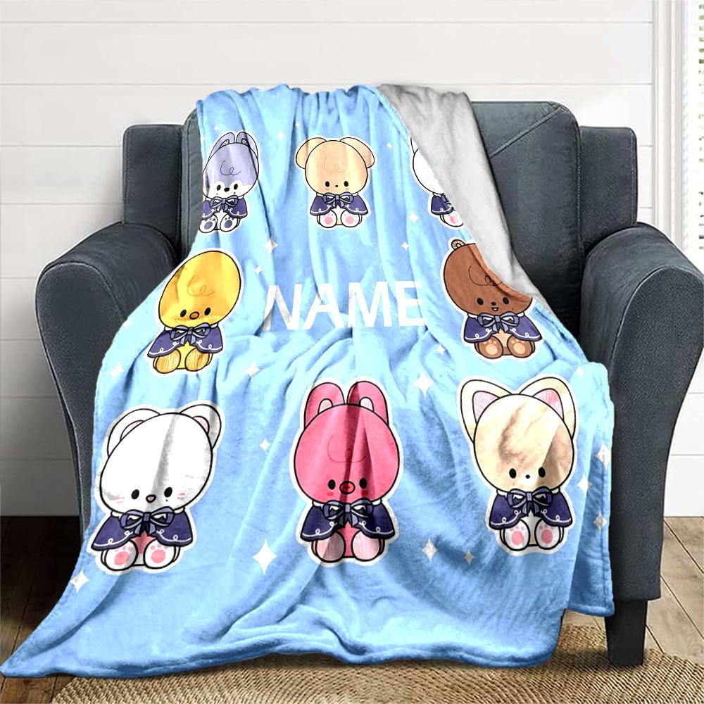 Customizable Kpop Team7 Throw Blanket – Personalized Name, All-Season Cozy Snug Blanket, Machine Washable, Personalized Blanket