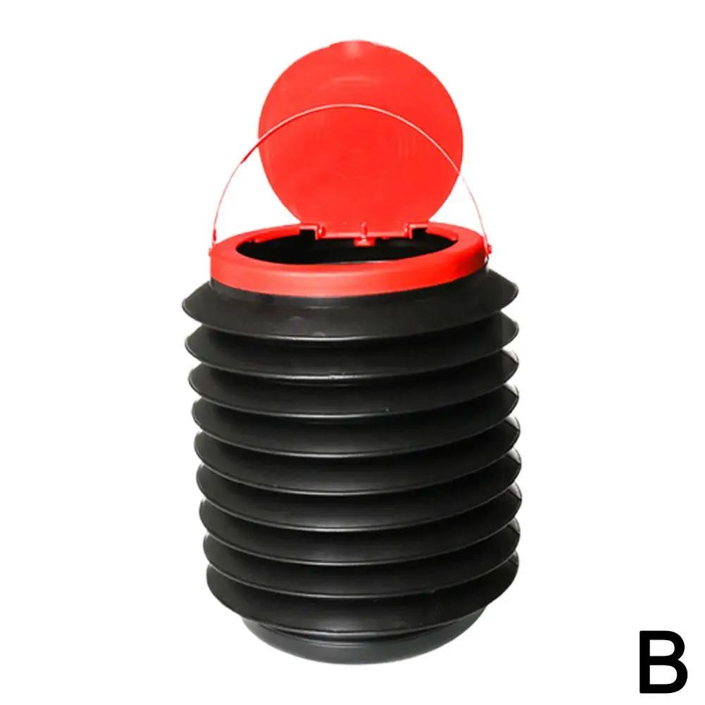 Trash Bin Garbage Can Car Wash Telescopic Bucket Folding Garbage Organizer Holder Trash Black Universal S0M8