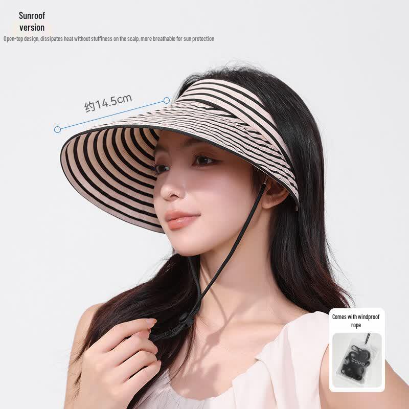 Women s Striped Foldable Visor Sun Hat