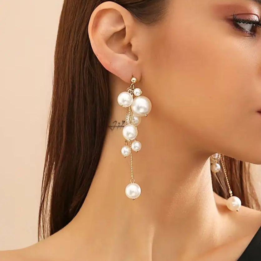 Elegant Imitation Pearl Ball Tassels Drop Earrings for Women Trendy Ladies Long Earring Hanging Accessories 2026 Fashion Jewelry