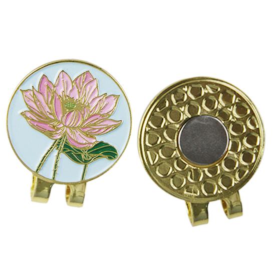 Golfballmarkør Hattklemme Emalje Lotusblomst Design Magnet Hattklemme Ballmarkør Golftilbehør for Kvinner Menn Golfspiller Gave