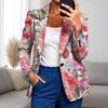 Womens Floral Print Slim Fit Blazer With Notched Lapel Single Button Lightweight Office Wear 2025