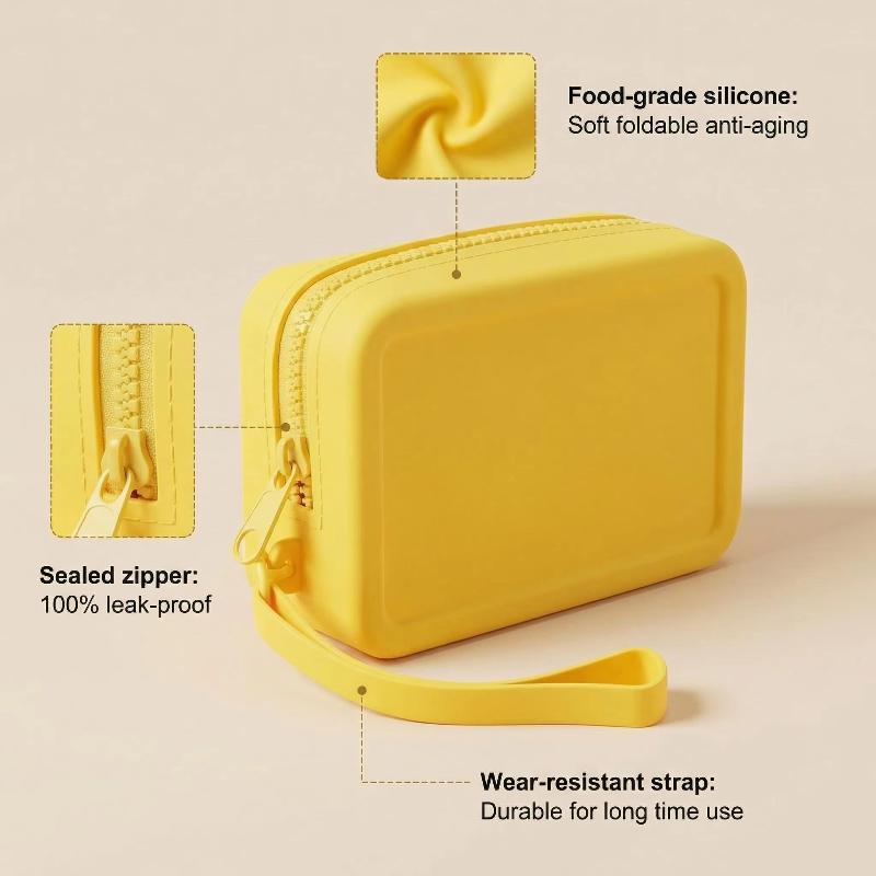 Waterproof Silicone Makeup Storage Bag Vintage Smooth Zipper Portable Pouch for Cosmetics Earphone Keys Travel