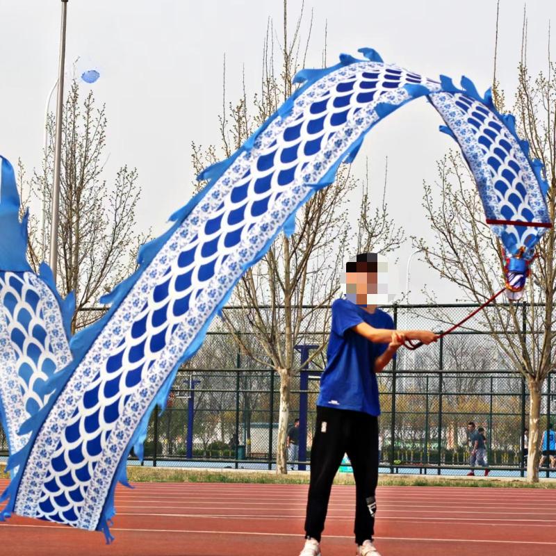 Dragon Dance Ribbon with Head Chinese New Year Gift Festival Performance Props Outdoor Fitness Wu Long Products
