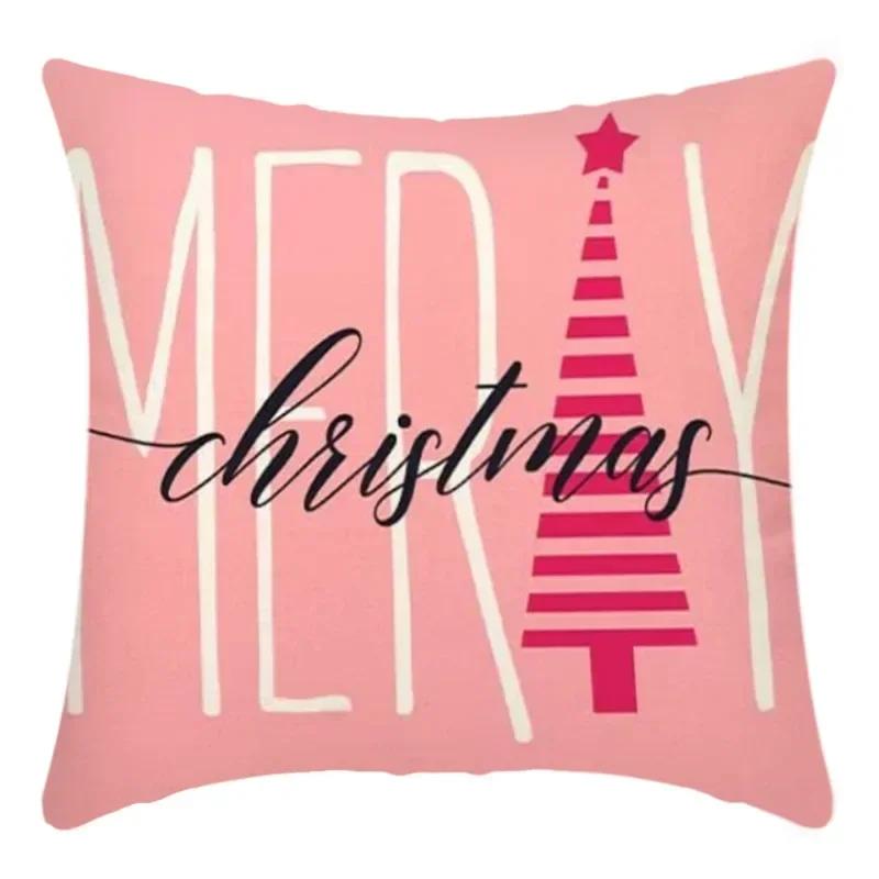 40/45cm Christmas  Cotton Linen Decorative Navidad Elk Snowman Santa Tree Cushion Cover Sofa Pillow Case