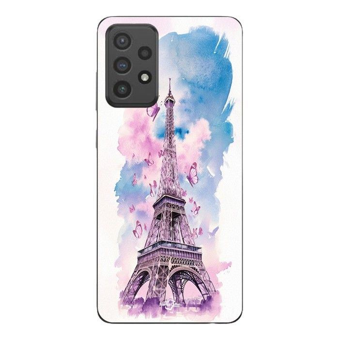 Coque de téléphone - MANIACASE - Samsung Galaxy A72 - Silicone - Souple - Tour Eiffel Papillon coloré