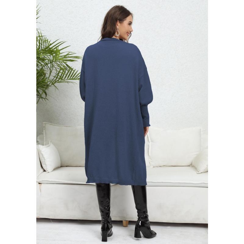 Women's Autumn and Winter Loose Woven Pocket Lantern Sleeve Sweater