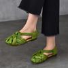 Genuine Leather Flat Roman Sandals Woven Hollow-out Breathable Women's Shoes