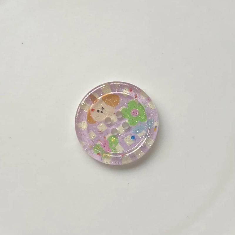 10Pcs Shining Powder Cute Cartoon Round Button - Clothing Sewing Accessories for Kids Woman Hairpins Clip DIY Deco for Girls