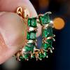 Green Zircon Square Stone Luxury Crystal Hoop Earrings For Women Vintage Gold Color Ear Buckle Wedding Jewelry Versatile Gifts