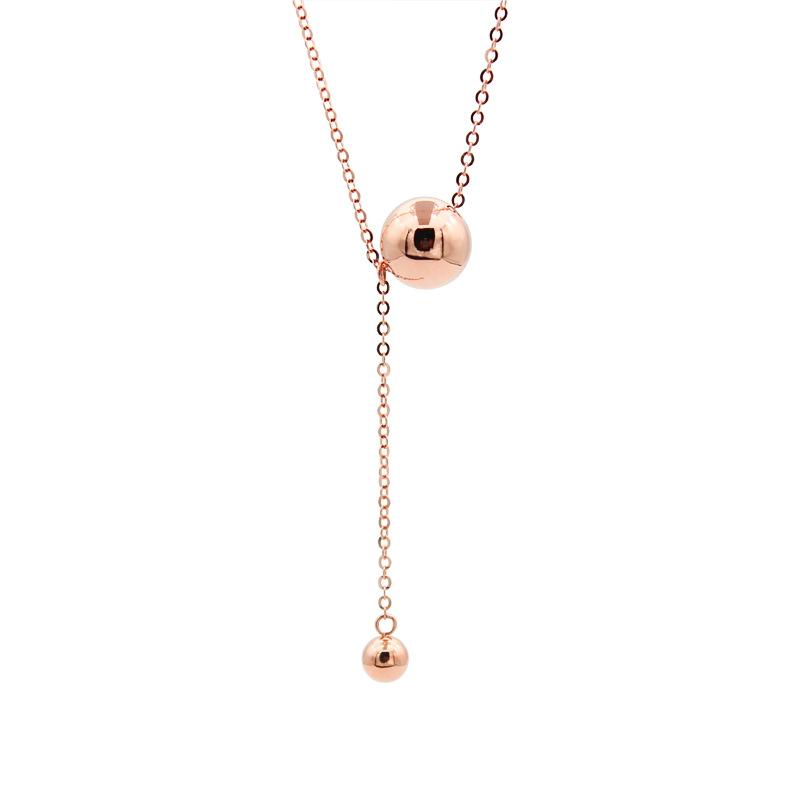 Purple Gold Glossy Beads Fringed Money Light Luxury High-End Chain Plated Rose Gold Ball Necklace