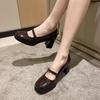 French Style Women's Mary Jane Shoes 2025 Spring New Vintage Medium Thick JKWomen's Shoes Lolita Black Single Shoes